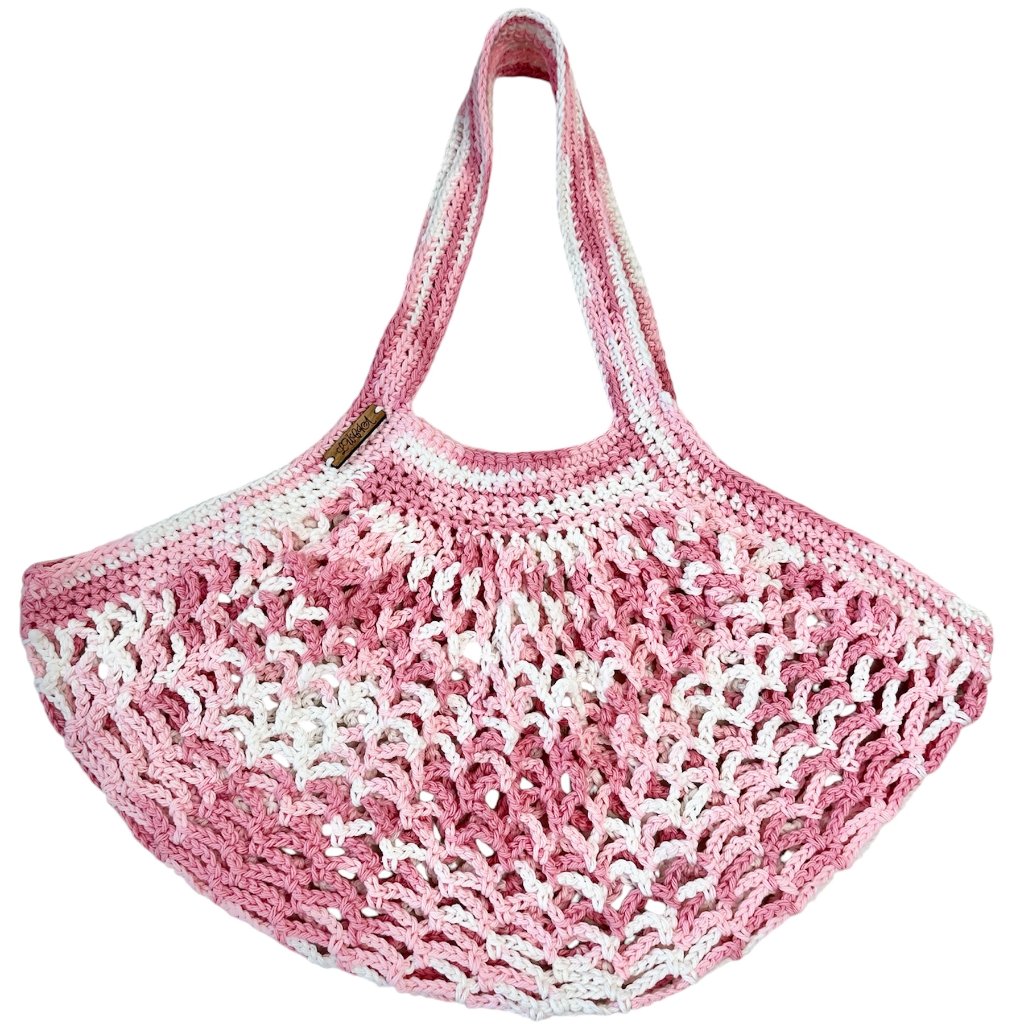 Mesh Market Bag Stretchable Strawberry Colors Brand New Handmade Crochet